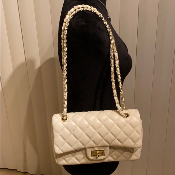 None Handbags - Gold/white chain handbag